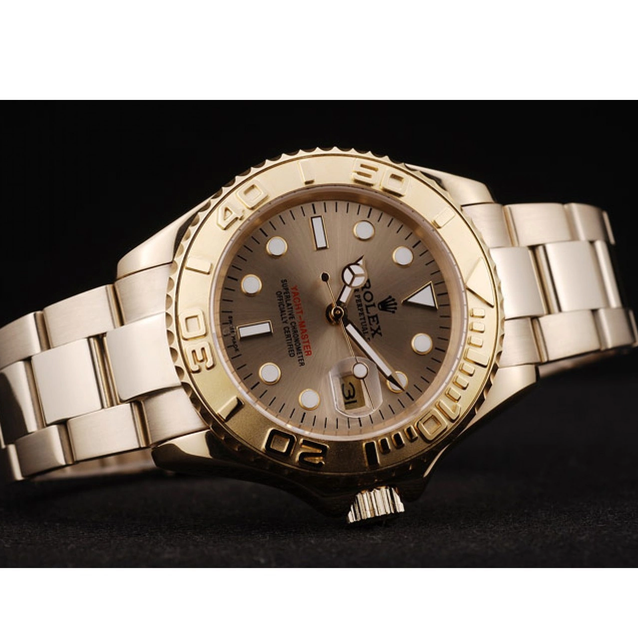 Aaa replica Rolex Yacht Master Gold Dial Gold 98232 Bezel 0604